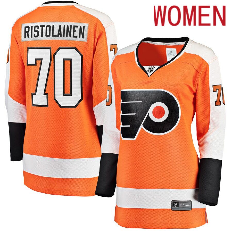 Women Philadelphia Flyers 70 Rasmus Ristolainen Fanatics Branded Orange Breakaway Player NHL Jersey